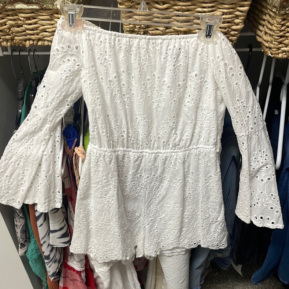 ASOS Petite White Flare Sleeve Romper